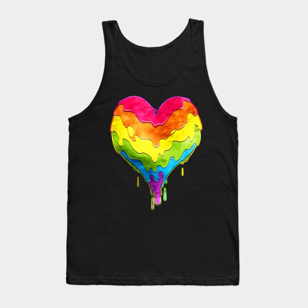 Rainbow Heart Drip Tank Top by ArtDiggs